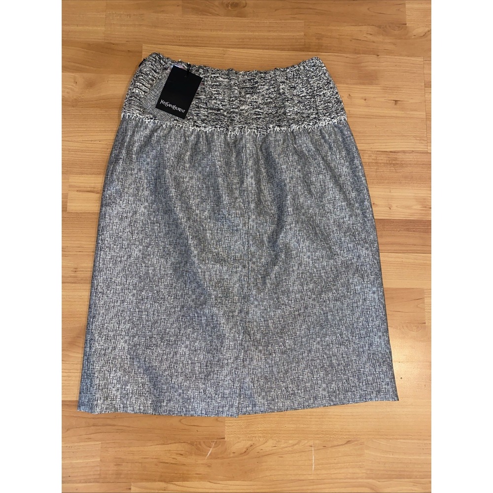 Yves Saint Laurent Side Zip Lined Knee Length Pencil Skirt Black Size 42 NEW - Picture 8 of 15